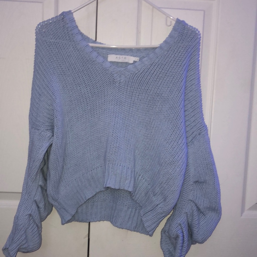 blue knit sweater